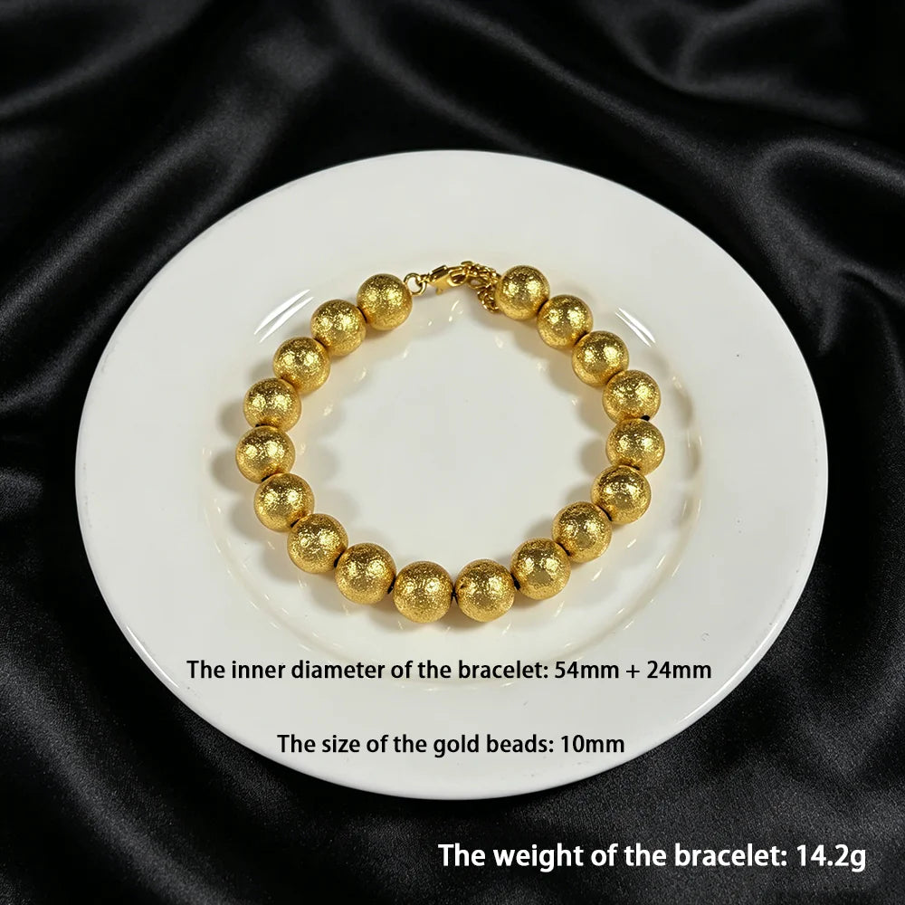 Stainless Steel Beads Bracelets Woman Gold Plated Beaded Bracelet Waterproof Jewelry Daily Wear Party Holiday Jewelry Gifts