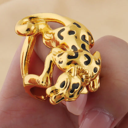 New arm cuff jewelry dubai Black leopard Bracelets ring Jewelry set Gothic Creative Fashion Party Gifts Wholesale