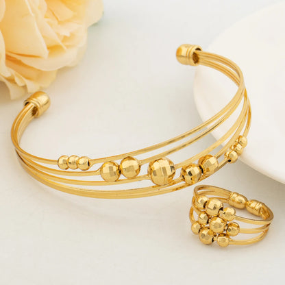 dubai bracelet ring set for woman jewelry luxury Gold Plated Bracelet Wedding Party Jewelry Anniversary Gifts