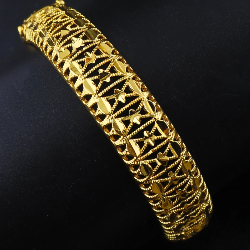 Women Charm Bracelet 24K Gold Plated Bangles for Women Middle East Wedding Accessory Bridal Bracelets Jewelry