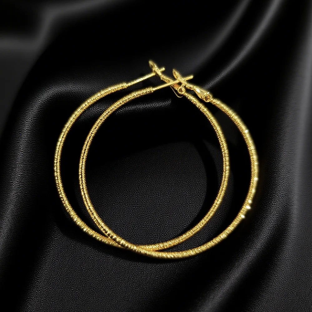 18K Gold Plated Twisted Rope Circle Hoop Earrings For Women Earring Wedding Party Gifts Fashion Daily Waterproof Jewelry