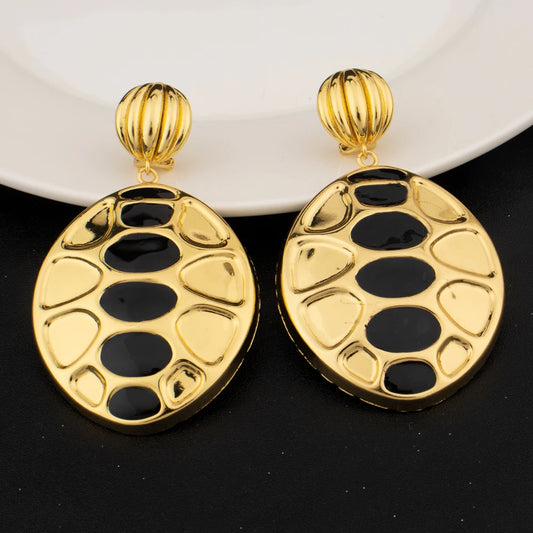 18K Gold-Plated Luxury Jewelry Set for Women – Unique Earrings, Necklace, Bangle & Ring, Dubai-America Style Party Wear, Elegan