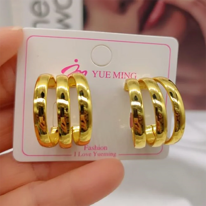 Trendy Round Metal Earrings For Women Gold Color Simple Style Stud Ear Party Holiday Fashion Jewelry Accessories Birthday Gifts