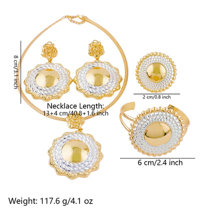 Dubai Luxury Jewelry Sets Women Gold Color Necklaces Bracelets Earrings and Rings Party Favors Indian Jewelry