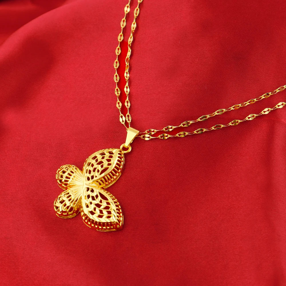 Italy French Gold Plated Rhombus Necklace Earrings Set for Women Bride Smooth Gold Color Charm Jewelry Gift for Party Wedding