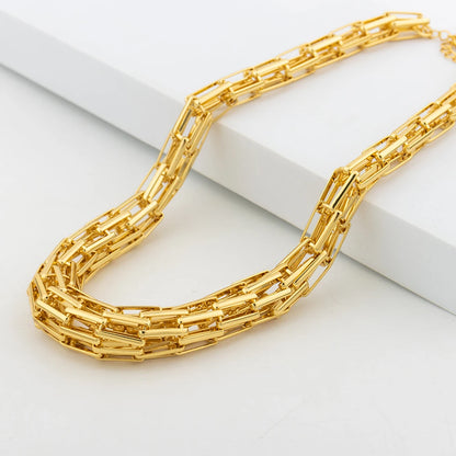 Hip Hop Thick Chain Necklace Bracelets Earrings Sets African Luxury Gold Color Jewelry For Women Wedding Party Gifts Accessories