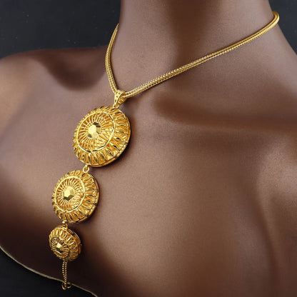 Dubai Fashion Flower Sweater Jewelry Set For Woman Indian Luxury Necklace Earrings 24K Gold-Plated Set For Wedding Party Gifts