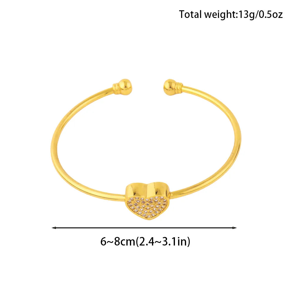 Hot New Fashion Adjustable Crystal Love With Heart-Shaped Bracelet Charm Bangles For Women's Daily Wear Jewelry Gifts