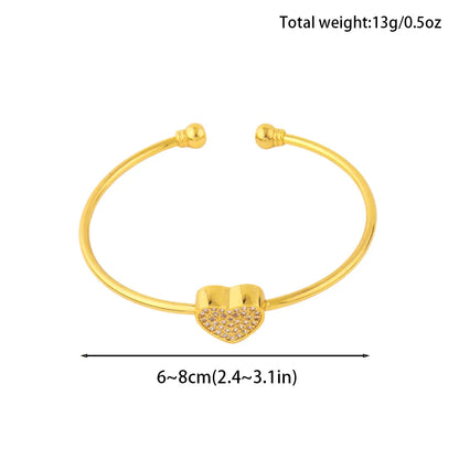Hot New Fashion Adjustable Crystal Love With Heart-Shaped Bracelet Charm Bangles For Women's Daily Wear Jewelry Gifts