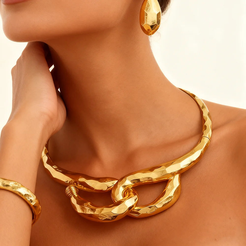 nigerian pendant necklace daily wear copper alloy jewelry set of women Earrings Necklace Bangle Ring Set free shipping