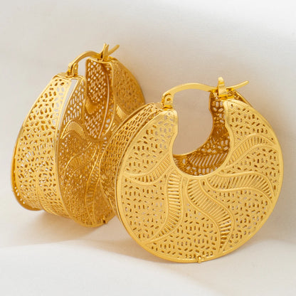 Metal Style U Shape Circle Earrings Fashion Dubai Jewelry Sets Gold Color Classic Earrings Modern Fashion Girls Ear Jewelry