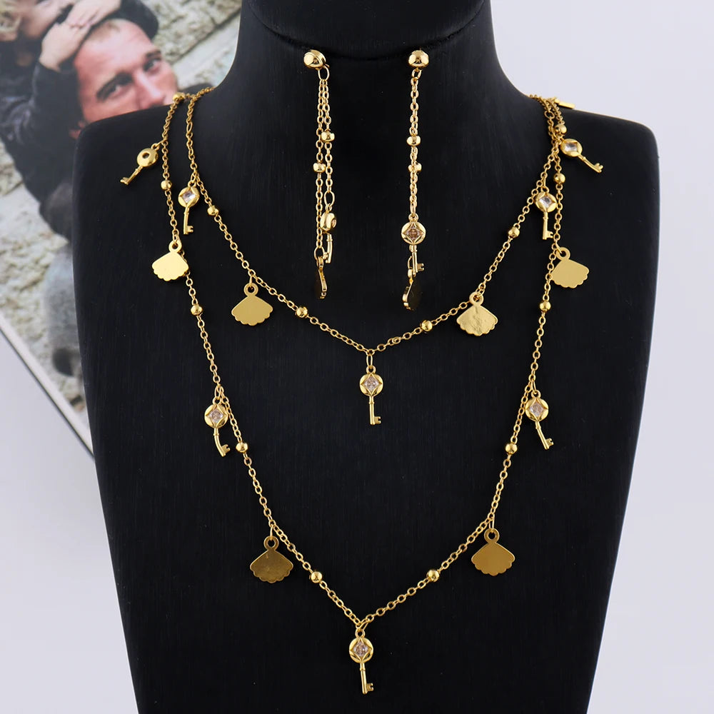 316L Stainless Steel Gold Color Long Necklace For Women Fashion Dainty Choker Clavicle Chain Jewelry Gift Wedding