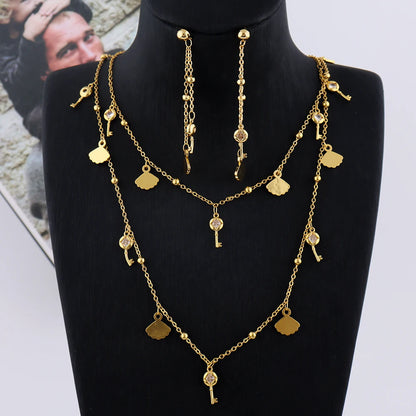 316L Stainless Steel Gold Color Long Necklace For Women Fashion Dainty Choker Clavicle Chain Jewelry Gift Wedding