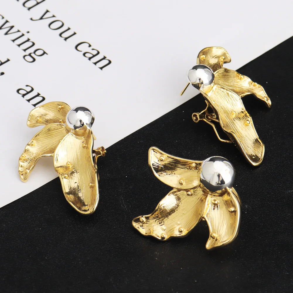 Luxury Bud Necklace Earrings Ring Bracelet Bridal Jewelry Set Women Wedding Party Favors Nigeria Dubai Style