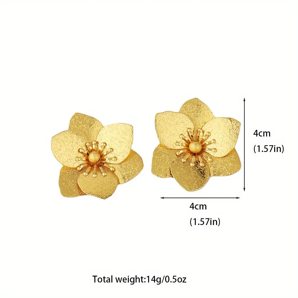 African Retro Ladies Earrings Punk Exaggerated Gold Earrings Leaves Flowers Jewelry Party Christmas Date Gift