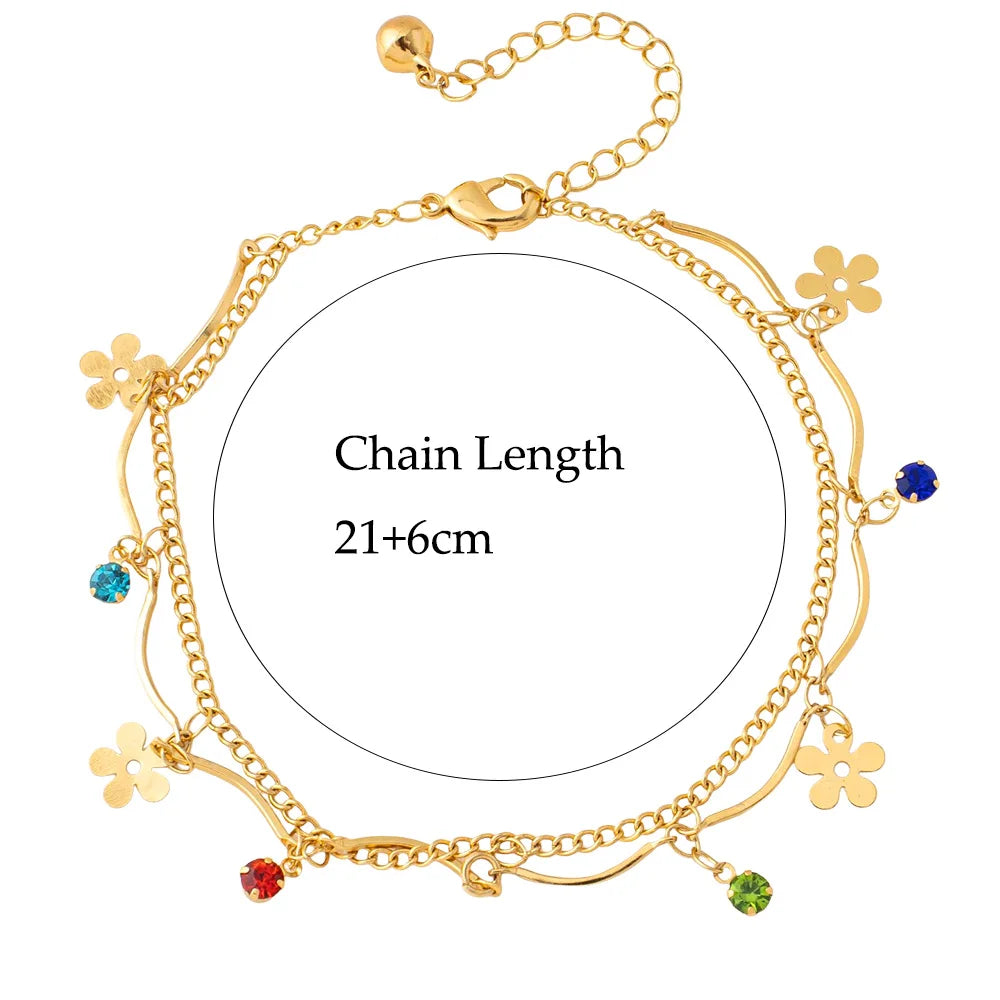 Female Heart Anklets Bracelet Sandals Foot Jewelry Leg New Anklets on Foot Bracelets for Women Leg Chain Jewelry Accessories
