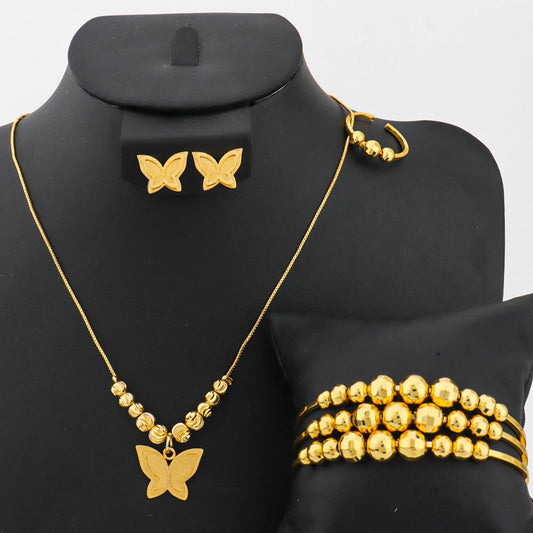 Exquisite Earrings Bracelets Necklace and Ring For Women Distinctive Gold Color Jewellery Set For Party Women's Day Mother's Day