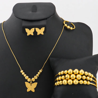 Exquisite Earrings Bracelets Necklace and Ring For Women Distinctive Gold Color Jewellery Set For Party Women's Day Mother's Day