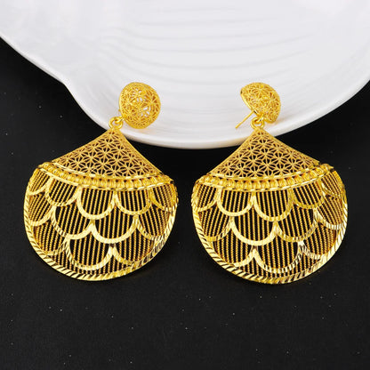 Royal Indian Flower Jewelry Set Stainless Steel Necklace Earrings Women Bridal Gift
