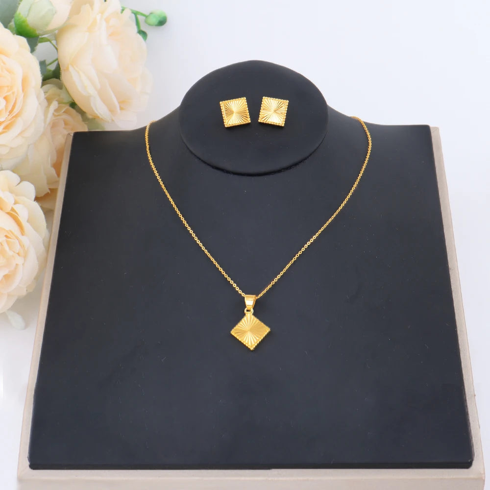 Plated Morocco-America Costume Jewelry Set for Women – Dainty Necklace & Earrings Set for Wedding Party