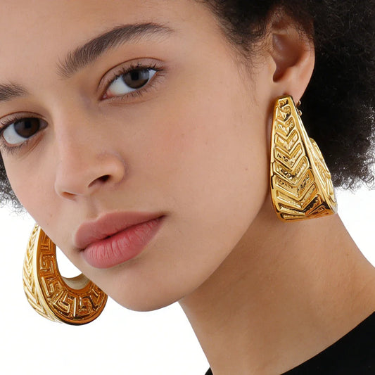 gold color earrings 18K Gold Plated Brass Metal Earwires Vintage Earring Dubai Golden Jewelry Sets Party Wedding Gifts