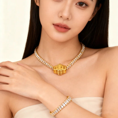 2025 jewelry trend necklaces earrings bracelets for man women luxury stainless steel High quality Full Rhinestone jewelry gift