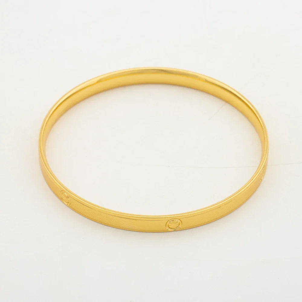 3pcs/lot Bangle Set Elegant Weddings Hand Bracelet African 18k Gold Color Bangles for Women Dubai Copper Closed Bracelet Gifts