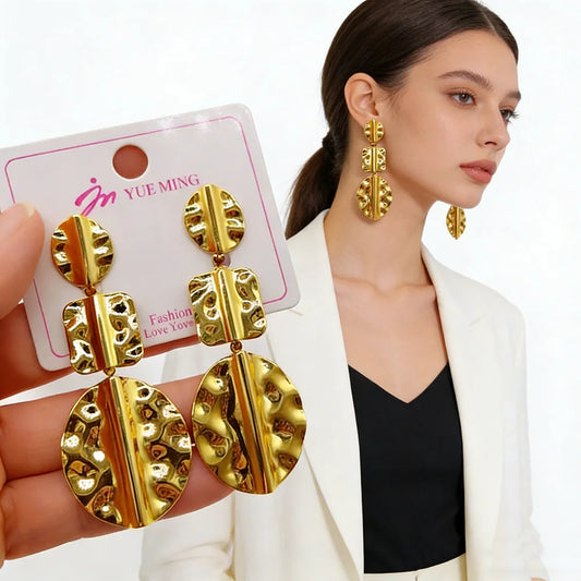 woman ear jewelry gold earrings waterproof gold plated geometry ear jewelry accessories Daily Fashion Jewelry