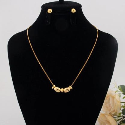 Brazil Gold Color Ball Beads Necklace Earrings For Women France Delicate Non-fading Jewelry Set For Party Graduation Gift