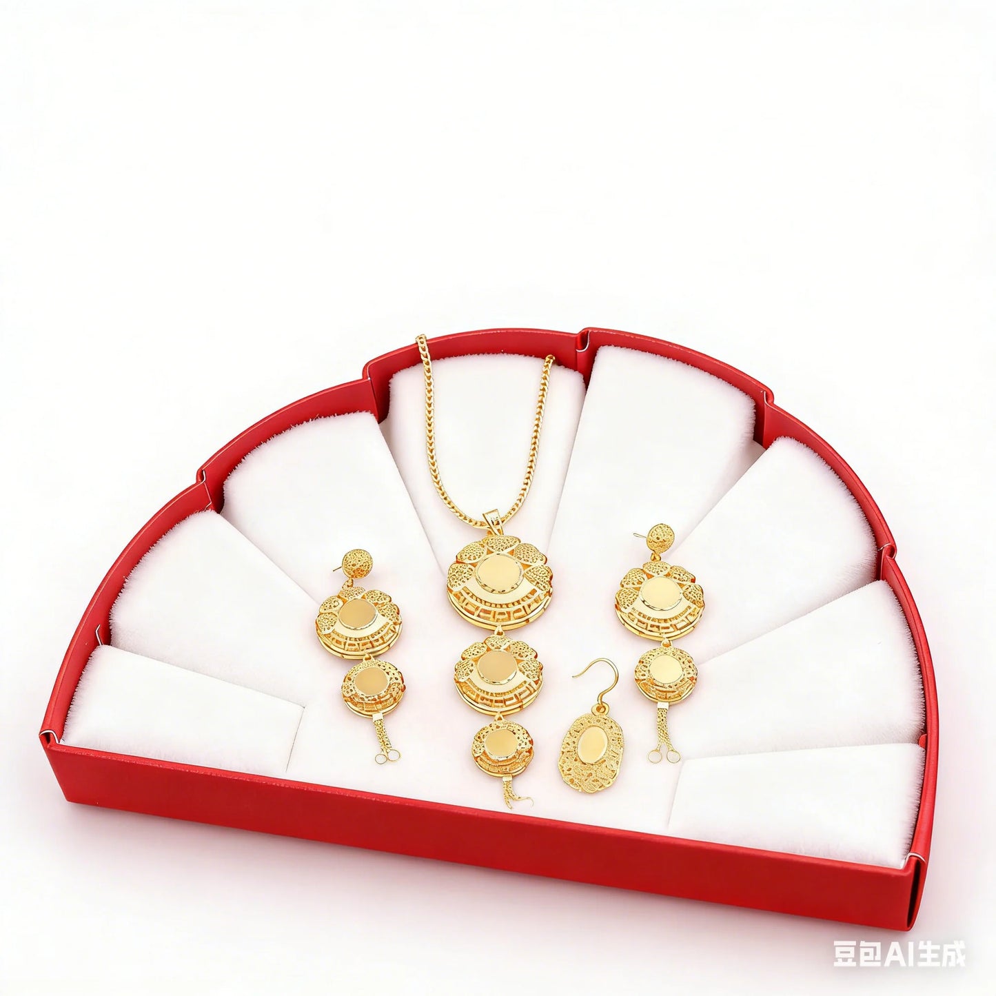 Dubai African -Tone Luxury Necklace & Earrings Jewelry Set for Bride, Romantic jewellery woman Gift for Wedding Party