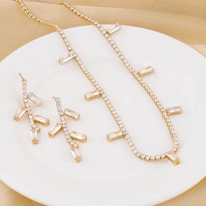 Fashion Colorful Cubic Zirconia Stainless Steel Necklace For Women 18K Gold Plated Fashion Waterproof Jewelry Gifts