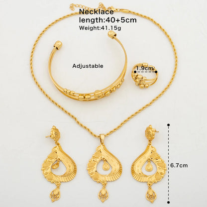 African Necklace 4PCS Sets Dubai Jewelry Earrings Pendant Luxury Women Party Fashion Jewelry Set Accessories