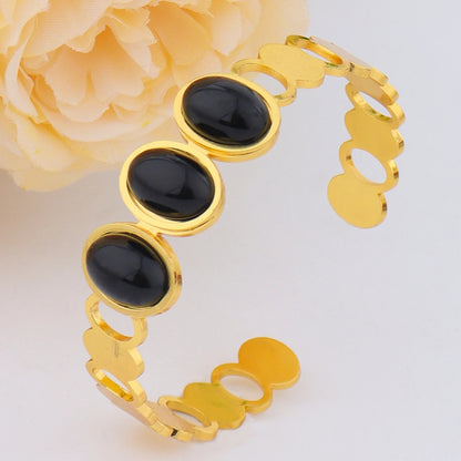 Luxurious High-quality Stainless Steel Gold Color Cuff Bracelet Bangle for Women Gold Plated Waterproof Jewelry Gifts