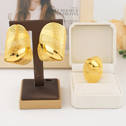 2025 African Luxury Bow Tie Necklace Earrings for Women Party Wedding Banquet Nightclub Gold Plated Jewelry Gift