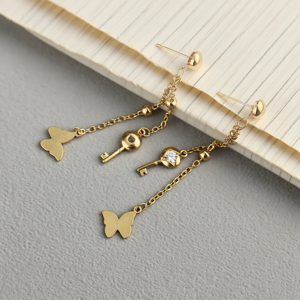 316L Stainless Steel Bohemian Butterfly Necklace Classic Many Small Ornaments Necklace for Women Beach Vacation Gift