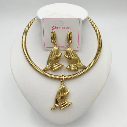 Dubai Jewelry Sets For Women Large Earrings and Pendant Necklace 2Pcs Set Nigeria Bridal Weddings Party Accessory Gifts