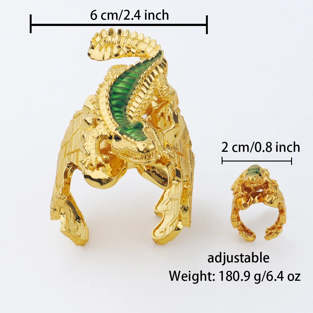 Indian Jewelry Gold Color Bracelets ring set Lizard Design Bangles ring for women jewelry set Girl Party Jewelry Wholesale