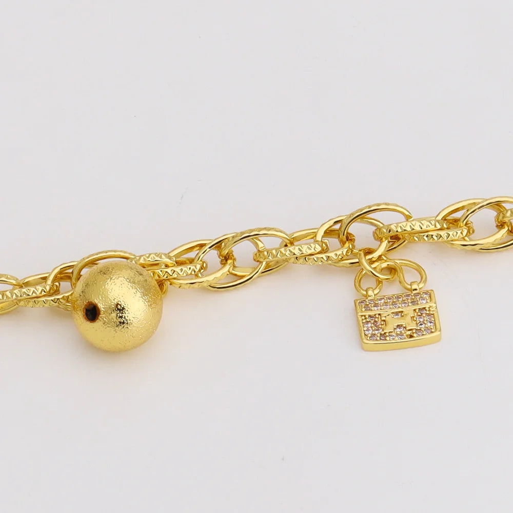 France Animal Flower Pendant Chain Bracelet for Women, Stainless Steel Africa Wedding Party Gift, Trendy Daily Accessor