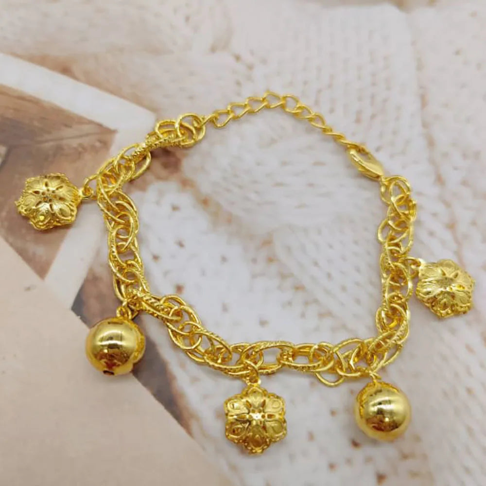 Simple Gold Color Bracelets Luxury Jewellery Women's High Quality Bracelet Non-fading Hand Jewelry Handmade Link Chain bts
