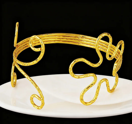 Butterfly Flower Open Armlet Jewelry Set, Greek Goddess Upper Arm Bangle Earrings for Nigerian Women, Simple Party Acce