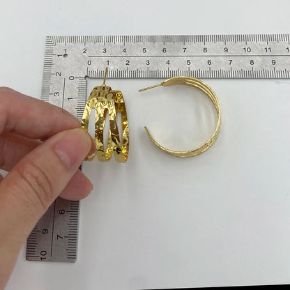 Gorgeous Chic Hoop Earrings Girl Fashion C Shape Earrings Daily Wear Stainless Steel Gold Plated Elegant Charm Jewelry Birthday