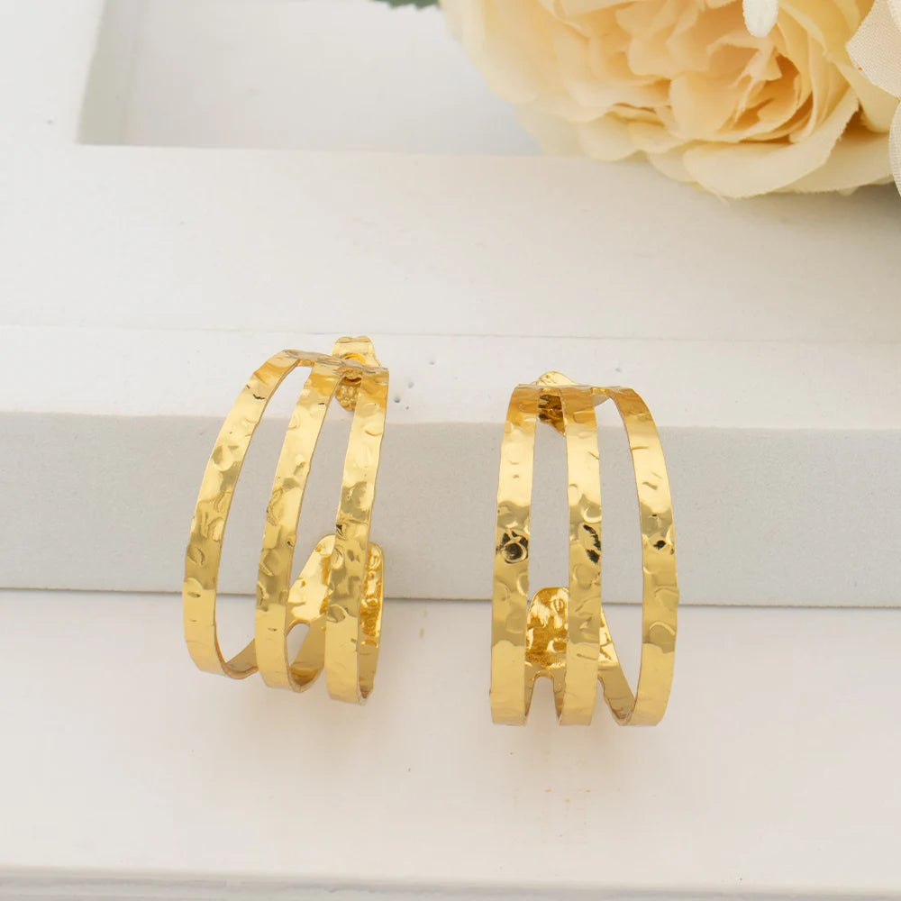 Round Big Twist Hoop Earrings Trendy 18K Gold Plated Elegant Earrings for Women Fashion Jewelry Accessories Birthday Party Gift