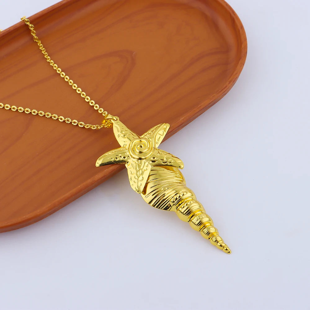 Dubai Gold Plated Luxury Noble Necklace Charm Earrings for Women Big Shell Shape Jewelry Set for Party Wedding Christmas Gift