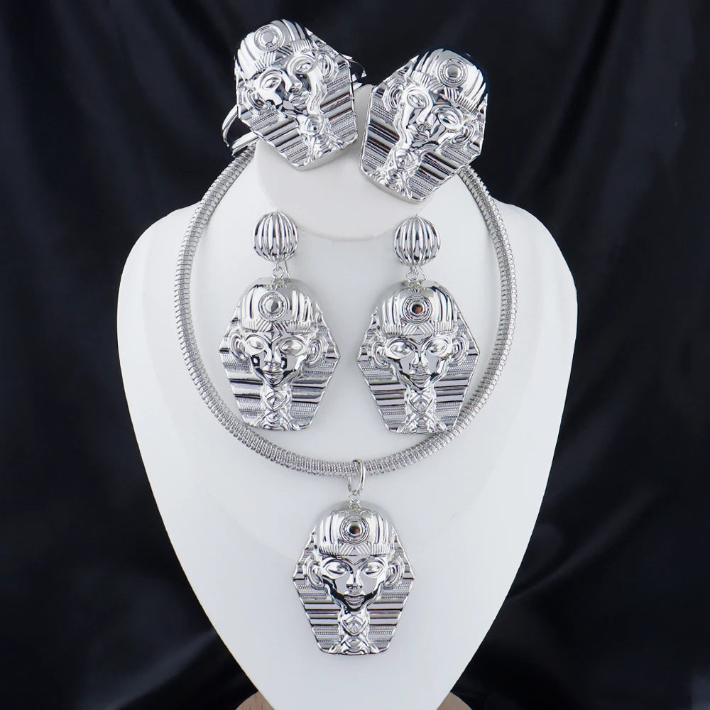plated jewelry accessories italian hot selling wedding party Egyptian Pharaoh earrings bracelet ring earrings necklace