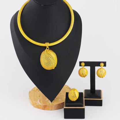 Sparkling Floral Bridal Set Gold Tone Necklace Earrings Women Indian Wedding Gift