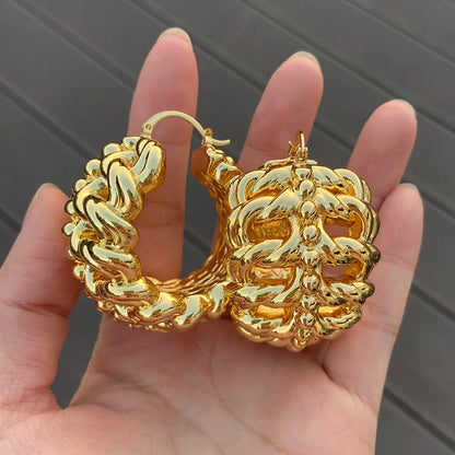 2023 Fashion Hoop Earrings 18k Gold Plated Earrings for Women Copper Circle Earrings Jewelry Accessory Daily Wear