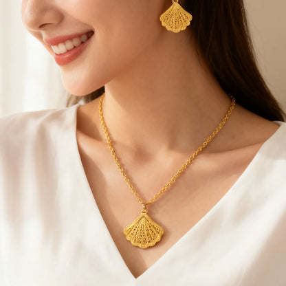 fashion gold jewelry set stainless steel earrings necklaces for women simple Personality gift wedding party Accessories