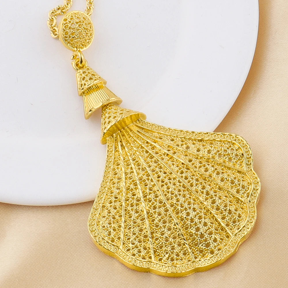 Plated Round Tassel Jewelry Sets for Women – Elegant Necklace & Earrings for Wedding Party Gift Accessories