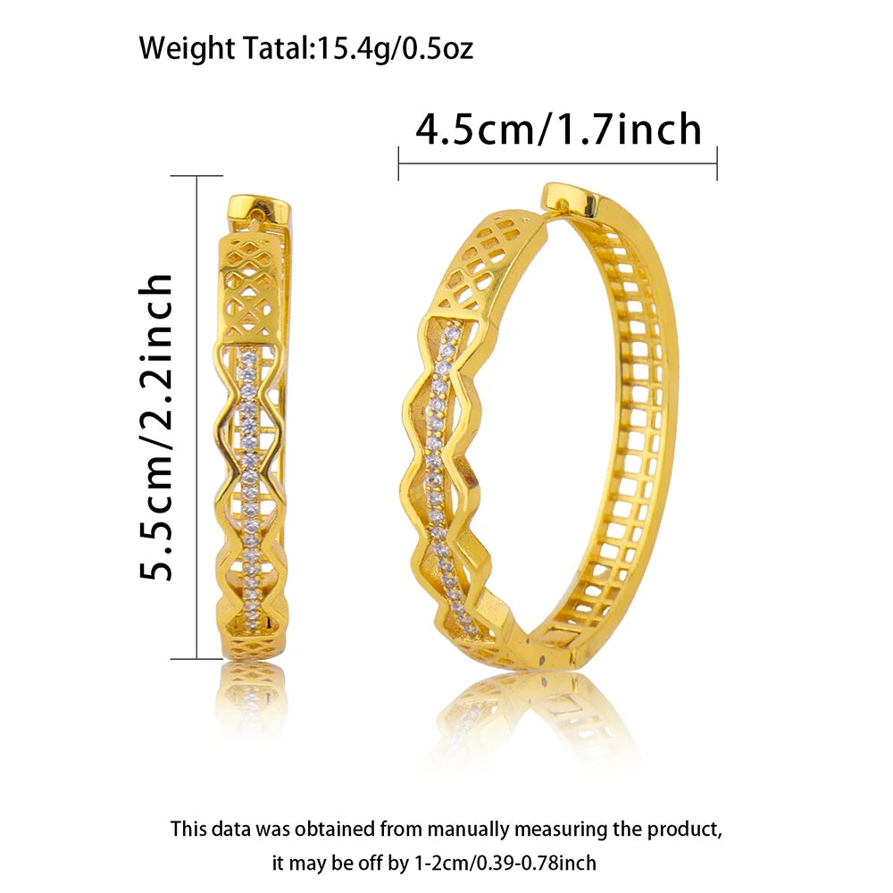 Luxruy Zircon Hoop Earrings Stainless Steel Gold Plated Earrings For Women Trend Wedding Jewelry Freeshipping Christmas Gift