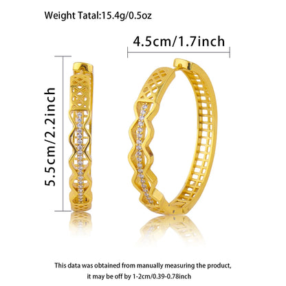 Luxruy Zircon Hoop Earrings Stainless Steel Gold Plated Earrings For Women Trend Wedding Jewelry Freeshipping Christmas Gift